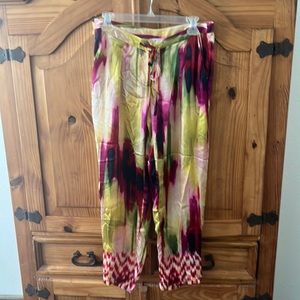 CaBi Multicolored Caravan Pants 100% Silk Size Sm